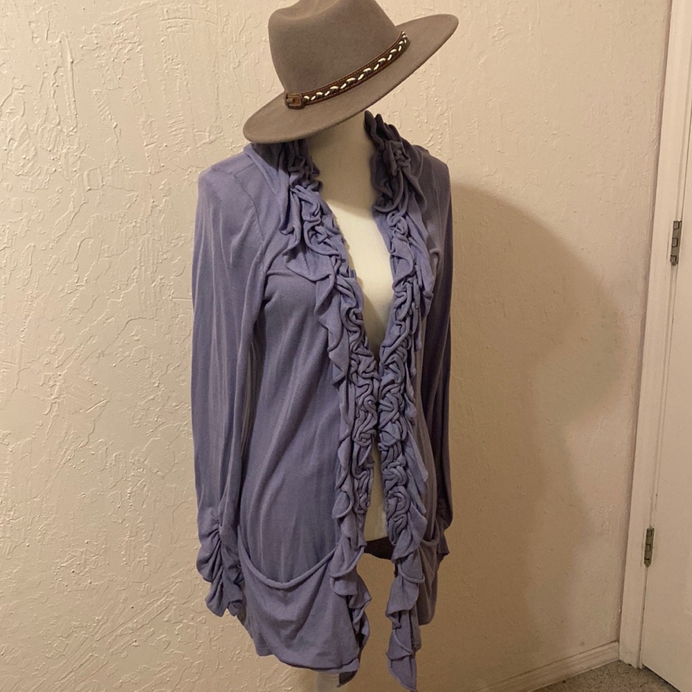 INC international ruffle sweater.  I listed this as a M because it fits small.